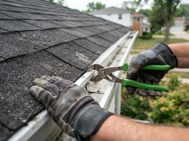 Professional gutter repair tools and gloves Professional gutter repair tools and gloves