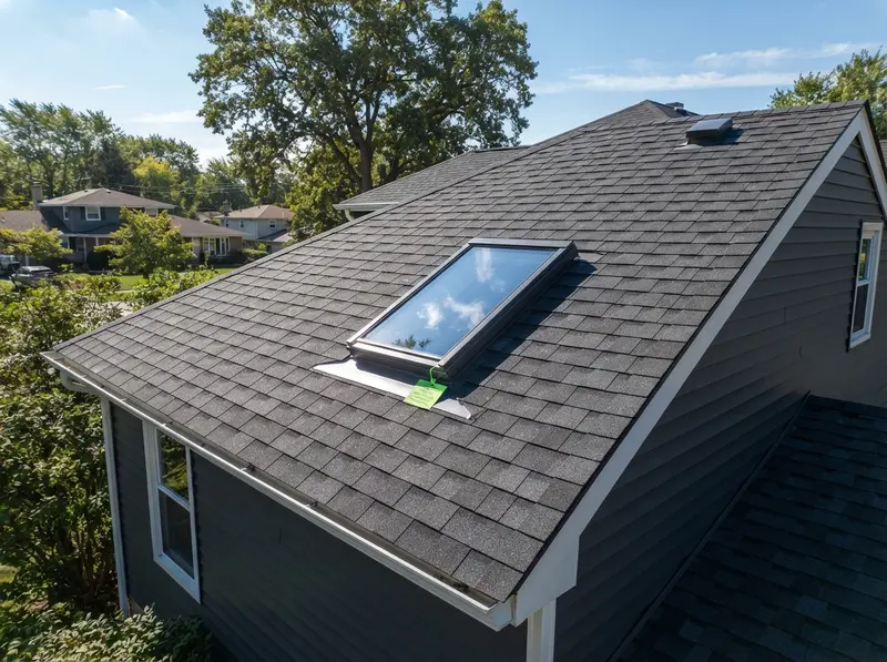 New skylight installation on suburban roof
